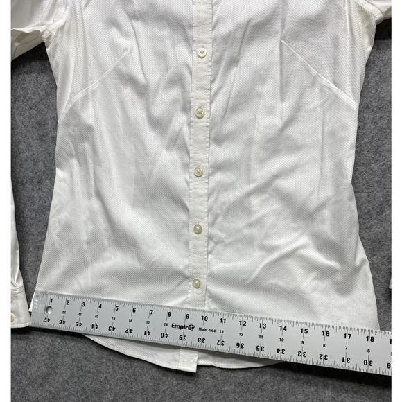 Banana Republic Shirt Womens 6 White Non-Iron Fitted Button Down Texture - Picture 4 of 14